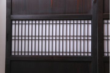 和製アンティーク　障子紙貼り　明治大正期の風情あふれる板戸4枚セット(引き戸、建具)