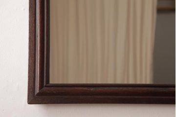 アンティーク雑貨　昭和レトロ　ナラ材　クラシカルな雰囲気のウォールミラー(壁掛け鏡)