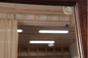 アンティーク雑貨　昭和レトロ　ナラ材　粗い木肌と木目が魅力的なウォールミラー(壁掛け鏡)