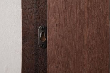 アンティーク雑貨　昭和レトロ　ナラ材　粗い木肌と木目が魅力的なウォールミラー(壁掛け鏡)
