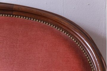 アンティーク家具　フランスアンティーク　マホガニー材　優雅なフォルムのハイバック2人掛けソファ(ラブソファ)