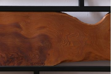 和製アンティーク　屋久杉無垢材　枠漆塗り　個性的で存在感のある欄間(明り取り)(2)