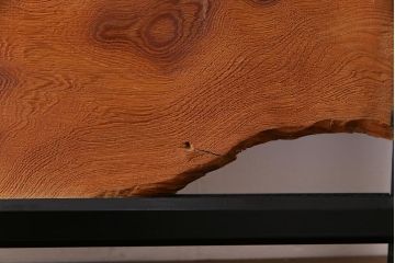 和製アンティーク　屋久杉無垢材　枠漆塗り　個性的で存在感のある欄間(明り取り)(2)