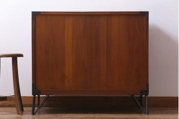 アンティーク家具　上手物!　三方ケヤキ前面玉杢材　漆塗り　箪笥リメイクリビングボード(ローボード、引き出し)(1)