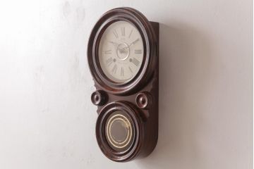 アンティーク雑貨　和製アンティーク　タカノ(高野精密工業)　内部交換済・電池式　四ツ丸　だるま時計(掛け時計、柱時計)
