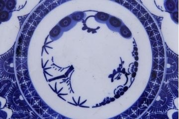 アンティーク雑貨　古民具・骨董　明治期　印判　華やかな図柄の1尺1寸5分皿(大皿、和食器)