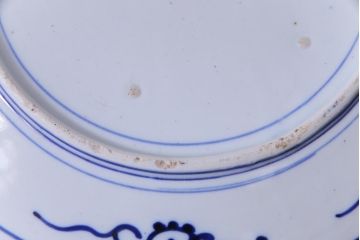 アンティーク雑貨　古民具・骨董　明治期　印判　華やかな図柄の1尺1寸5分皿(大皿、和食器)