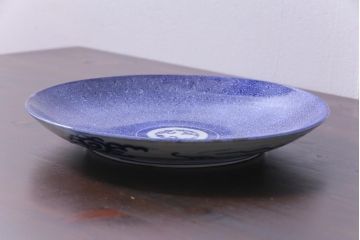 アンティーク雑貨　古民具・骨董　明治期　微塵唐草文　印判　9寸5分皿(大皿、和食器)