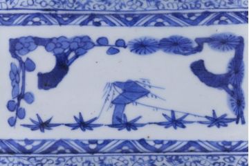 古民具・骨董　江戸期　大明成化年製　微塵唐草文長皿(和食器)