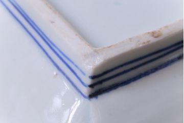 古民具・骨董　江戸期　大明成化年製　微塵唐草文長皿(和食器)