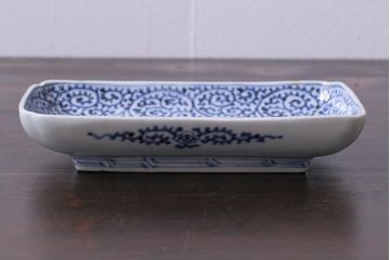 古民具・骨董　江戸期　古伊万里　冨貴長春　蛸唐草文長皿(和食器)(2)