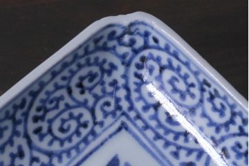 古民具・骨董　江戸期　古伊万里　冨貴長春　蛸唐草文長皿(和食器)(3)