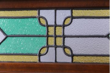 アンティーク雑貨　ラフジュ工房オリジナルステンドグラス　大正昭和初期　当時もの色ガラス　引き戸付衝立(パーテーション、つい立て、仕切り)