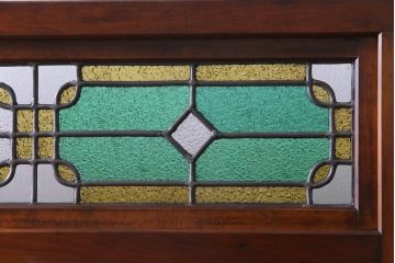 アンティーク雑貨　ラフジュ工房オリジナルステンドグラス　大正昭和初期　当時もの色ガラス　引き戸付衝立(パーテーション、つい立て、仕切り)