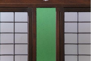 アンティーク雑貨　ラフジュ工房オリジナルステンドグラス　昭和初期　当時もの色ガラス　ステンドグラス　椿の図がおしゃれな衝立(パーテーション、つい立て、仕切り)