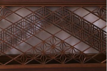 和製アンティーク　幾何学模様の細かな組子が素敵な欄間(明かり取り、明り取り)(1)