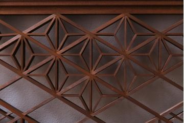 和製アンティーク　幾何学模様の細かな組子が素敵な欄間(明かり取り、明り取り)(1)