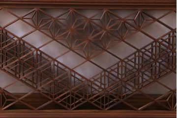 和製アンティーク　幾何学模様の細かな組子が素敵な欄間(明かり取り、明り取り)(1)