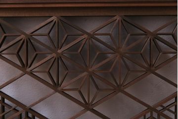 和製アンティーク　幾何学模様の細かな組子が素敵な欄間(明かり取り、明り取り)(2)