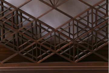 和製アンティーク　幾何学模様の細かな組子が素敵な欄間(明かり取り、明り取り)(2)