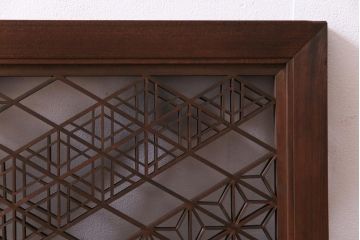 和製アンティーク　幾何学模様の細かな組子が素敵な欄間(明かり取り、明り取り)(2)