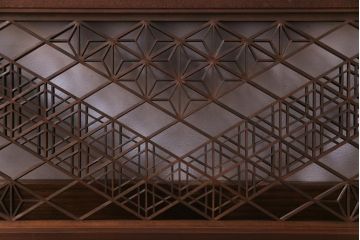 和製アンティーク　幾何学模様の細かな組子が素敵な欄間(明かり取り、明り取り)(2)