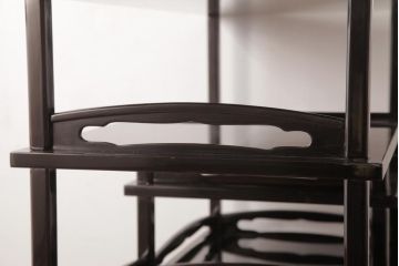 中古　森下弘堂　沈金　対の鳳凰が視線を惹きつける輪島塗の茶棚(飾り棚、飾棚)