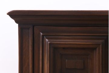 中古　輸入家具　オーク材　背面まで意匠が凝らされたベルギー製の高級ワークデスク、在宅ワーク、在宅用(両袖机)(定価約46万円)