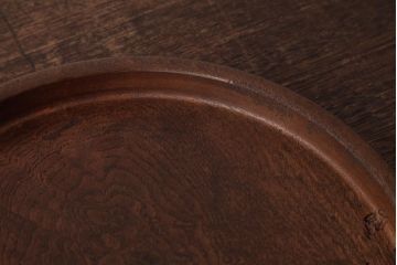 和製アンティーク　ケヤキ材　古い味わいのある刳り貫き盆・大小セット(丸盆)