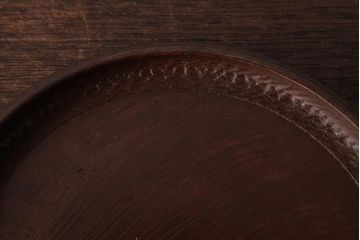 和製アンティーク　ケヤキ材　古い味わいのある刳り貫き盆・大小セット(丸盆)