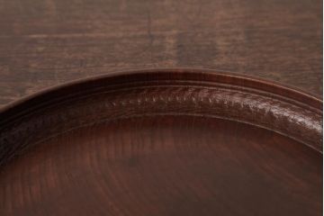 和製アンティーク　ケヤキ材　古い味わいのある刳り貫き盆・大小セット(丸盆)