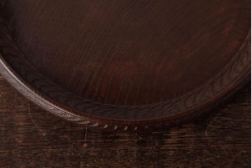 和製アンティーク　ケヤキ材　古い味わいのある刳り貫き盆・大小セット(丸盆)