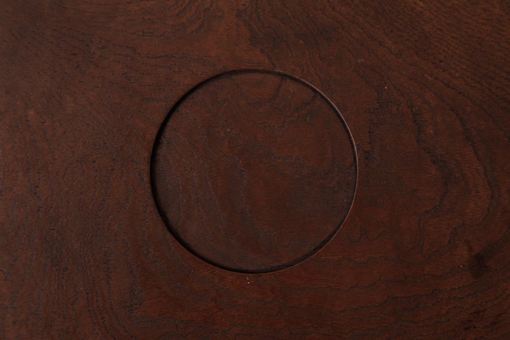 和製アンティーク　ケヤキ材　古い味わいのある刳り貫き盆・大小セット(丸盆)