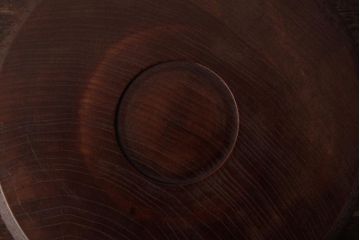 和製アンティーク　ケヤキ材　古い味わいのある刳り貫き盆・大小セット(丸盆)