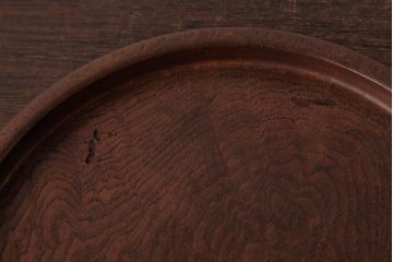 和製アンティーク　ケヤキ材　古い味わいのある刳り貫き盆・大小セット(丸盆)