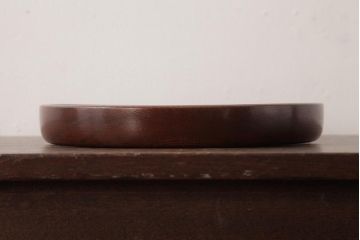 和製アンティーク　ケヤキ材　美しい杢目を楽しめる刳り貫き盆(丸盆)