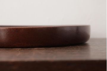 和製アンティーク　ケヤキ材　美しい杢目を楽しめる刳り貫き盆(丸盆)