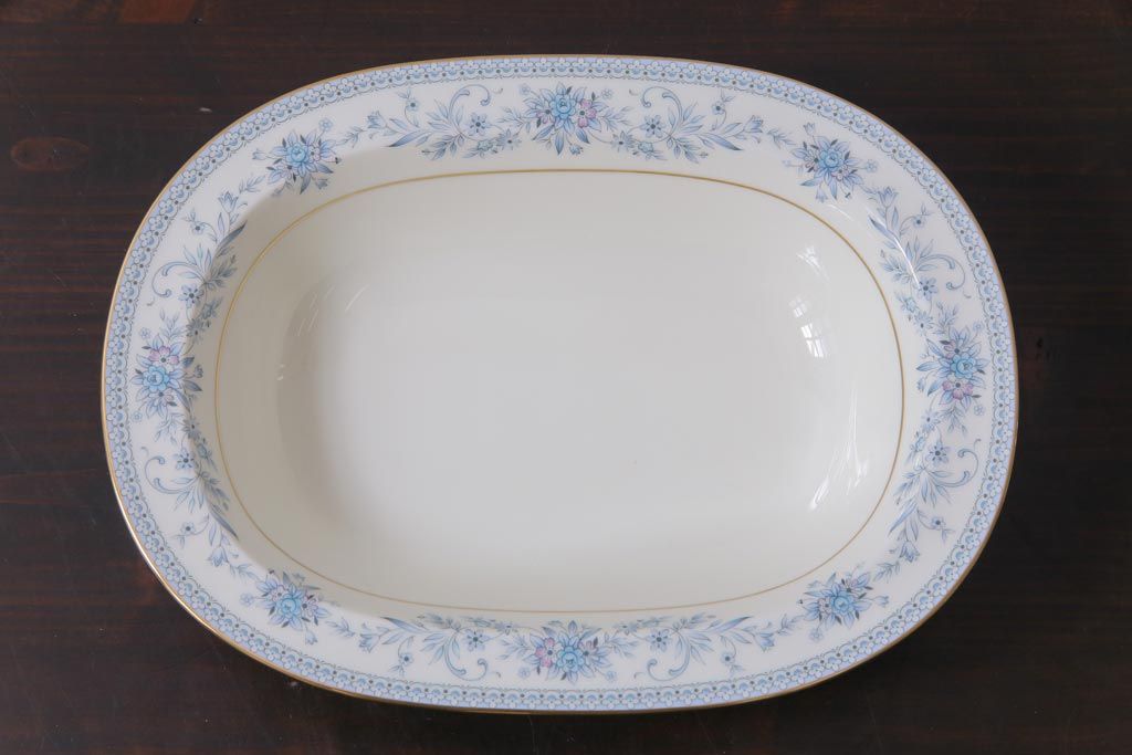 中古　Nittoroyal(ニットーロイヤル、ノリタケ)　ボーンチャイナ　ブルーヒル(廃盤)　オーバルプレート&深皿セット(大皿、カレー皿、洋食器)
