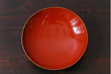 和製アンティーク　漆塗り　鶴と松の金蒔絵が品のある木製お椀7客セット(漆器)