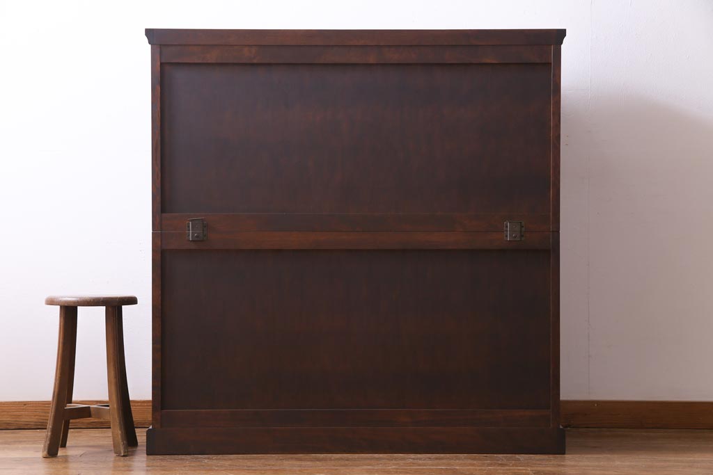 中古　北海道民芸家具　上品な佇まいの2段重ね整理タンス(チェスト、衣装箪笥、引き出し)(1)