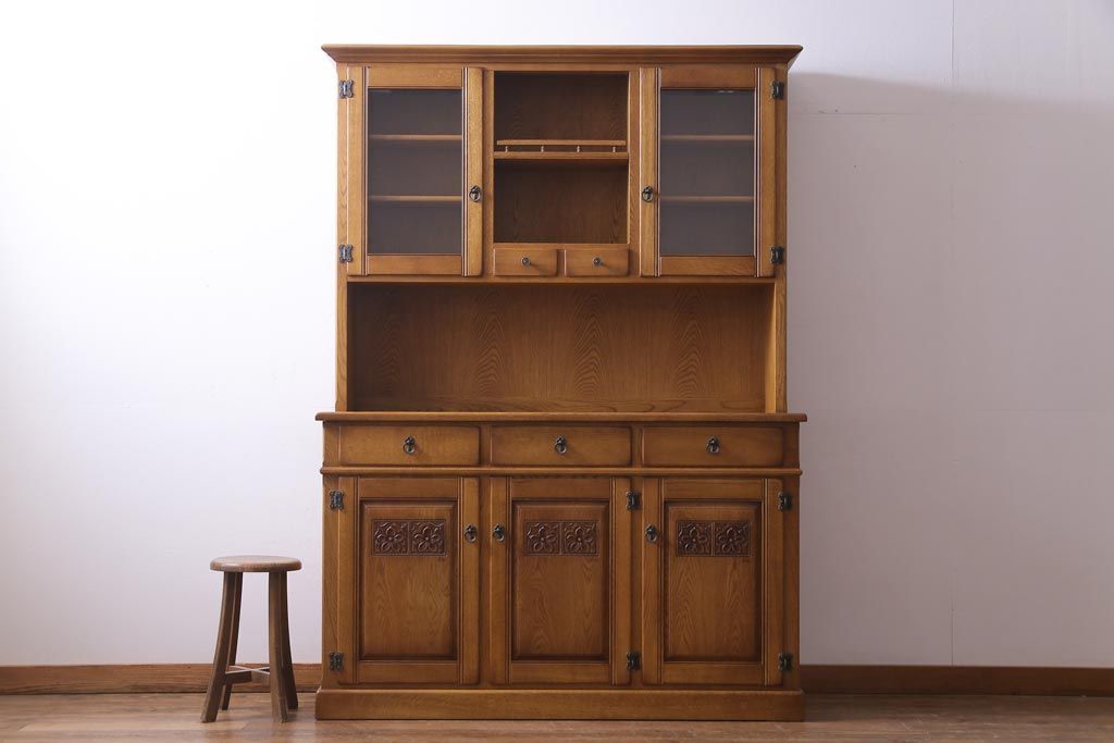 【送料込・匿名配送】サイドボード　甲板楢材　上坂木材　中古品 送料込・匿名配送】サイドボード 甲板楢材 上坂木材 中古品 送料