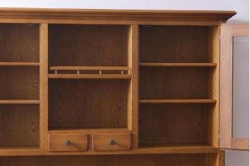 中古　日光産業株式会社　ナラ材　トラッド　すっきりとした佇まいの温もり溢れる140オープンボード(食器棚)