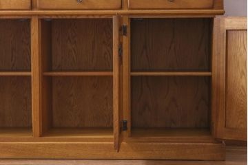 中古　日光産業株式会社　ナラ材　トラッド　すっきりとした佇まいの温もり溢れる140オープンボード(食器棚)