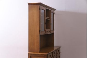 中古　日光産業株式会社　ナラ材　トラッド　すっきりとした佇まいの温もり溢れる140オープンボード(食器棚)