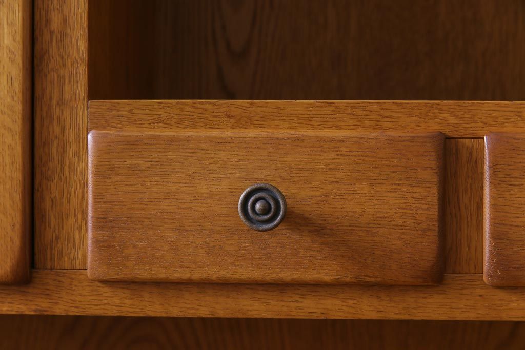 中古　日光産業株式会社　ナラ材　トラッド　すっきりとした佇まいの温もり溢れる140オープンボード(食器棚)