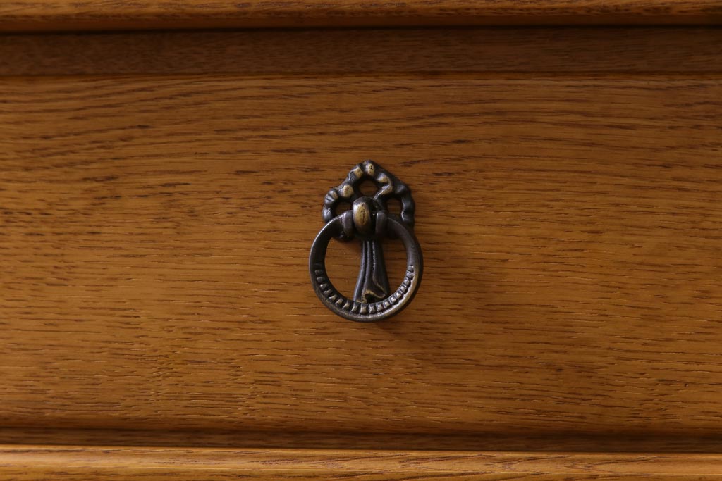 中古　日光産業株式会社　ナラ材　トラッド　すっきりとした佇まいの温もり溢れる140オープンボード(食器棚)