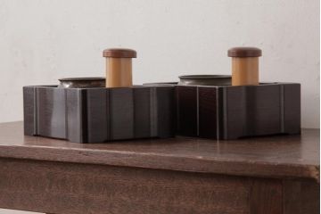 アンティーク雑貨　和製アンティーク　箱付　唐木　紫檀材　煙草盆・火入