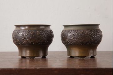 アンティーク雑貨　和製アンティーク　箱付　唐木　紫檀材　煙草盆・火入