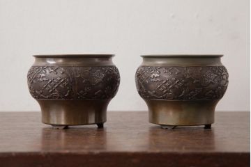アンティーク雑貨　和製アンティーク　箱付　唐木　紫檀材　煙草盆・火入