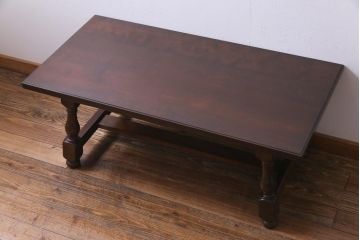 中古美品　松本民芸家具　和洋折衷の空間と相性の良いC型センターテーブル(ローテーブル)(定価約19万円)